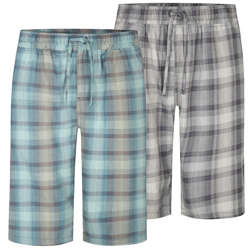 Bigdude Twin Pack Woven PJ Shorts Turquoise/Charcoal